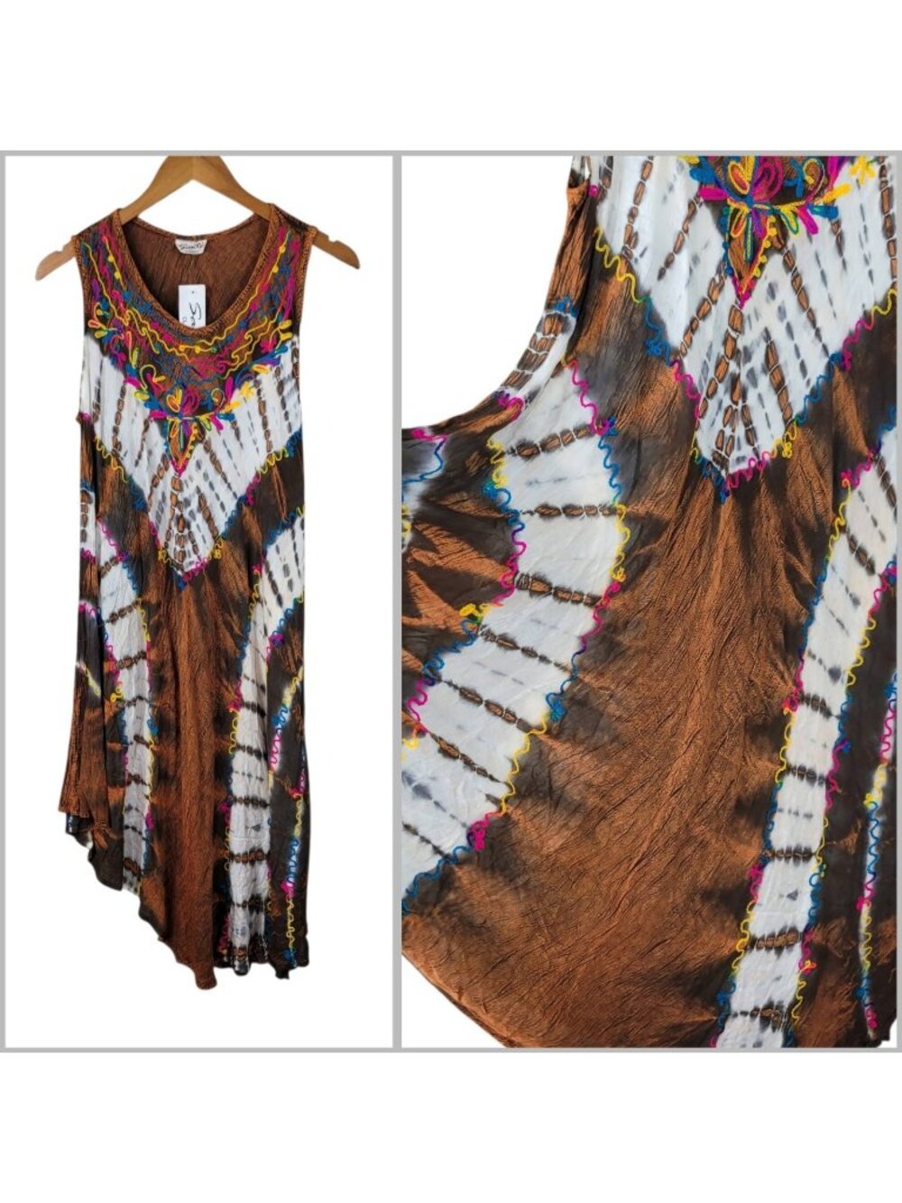 NEW Beach Dress One size Small Medium Large XL Swim Cover-Up Tie Dye Rainbow